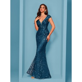 Elegant Beaded Mature Sleeveless Mermaid Dress for Summer Party Evening Formal High-End Luxury Bridesman Gown V Neck Wedding Sexy Tank Long Skirt