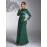 Emerald Green Sequin & Beaded Long Sleeve Bridesmaid Gown - Elegant Stand Collar Evening Dress for Weddings, Prom, Formal Events - All-Season Polyester Evening Dress for Women, Wedding Guest Attire | Sophisticated Bridesmaid Dress | Sequin Embellishments