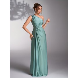 Women's Elegant Wedding Formal gown - One-Shoulder Mermaid Party Dress, Formal Events, Hand Washable - Bridal Party, Prom, Evening Ceremony Attire, Prom Dress, Quality Construction, Medium Stretch Fabric