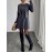 2pcs Elegant Set: Gray Button-Front Long-Sleeve Sweater and Round-Neck Pleated Sleeveless Dress