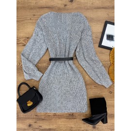 [Women's lantern-sleeve top] Fashionable lantern-sleeve long Women's top, soft long-sleeve beautiful Women's sweater, elegant casual commuting warm autumn and winter clothing, high-quality fabric [Belt not included