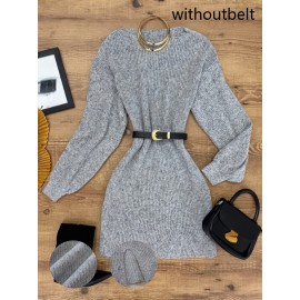 [Women's lantern-sleeve top] Fashionable lantern-sleeve long Women's top, soft long-sleeve beautiful Women's sweater, elegant casual commuting warm autumn and winter clothing, high-quality fabric [Belt not included