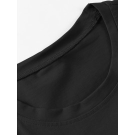 Halloween Women'S Plus Size T-Shirt - Spooky Pumpkin & Cat Graphic, Short Sleeve, Round Neck, Stretchy Polyester Blend, Casual & Elegant Style for Spring/Summer/Fall, Fall Fashion Top | Halloween Apparel | Stretchy Fabric