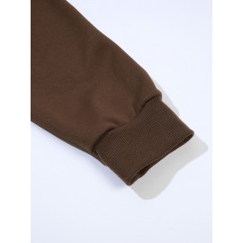 Plus Size Women's Loose Fit Long Sleeve Sweatshirt - Geometric Pattern Round Neck Casual Pullover, All-Season Soft Breathable Fabric, Machine Washable for Everyday Comfort, Comfortable Clothing, Playful Design, Easy Care Material