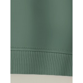 Plus Size Women's Loose Fit Long Sleeve Sweatshirt - Geometric Pattern Round Neck Casual Pullover, All-Season Soft Breathable Fabric, Machine Washable for Everyday Comfort, Comfortable Clothing, Playful Design, Easy Care Material