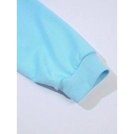 Plus Size Women's Loose Fit Long Sleeve Sweatshirt - Geometric Pattern Round Neck Casual Pullover, All-Season Soft Breathable Fabric, Machine Washable for Everyday Comfort, Comfortable Clothing, Playful Design, Easy Care Material