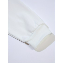 Plus Size Women's Loose Fit Long Sleeve Sweatshirt - Geometric Pattern Round Neck Casual Pullover, All-Season Soft Breathable Fabric, Machine Washable for Everyday Comfort, Comfortable Clothing, Playful Design, Easy Care Material