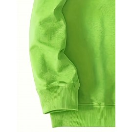 Plus Size Women's Loose Fit Long Sleeve Sweatshirt - Geometric Pattern Round Neck Casual Pullover, All-Season Soft Breathable Fabric, Machine Washable for Everyday Comfort, Comfortable Clothing, Playful Design, Easy Care Material