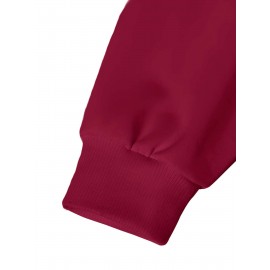 Plus Size Women's Loose Fit Long Sleeve Sweatshirt - Geometric Pattern Round Neck Casual Pullover, All-Season Soft Breathable Fabric, Machine Washable for Everyday Comfort, Comfortable Clothing, Playful Design, Easy Care Material