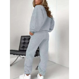 Women'S Stylish Casual Cherry Print Sweatshirt Set, Autumn And Winter Fleece Sweatshirt Outfit for Ladies.